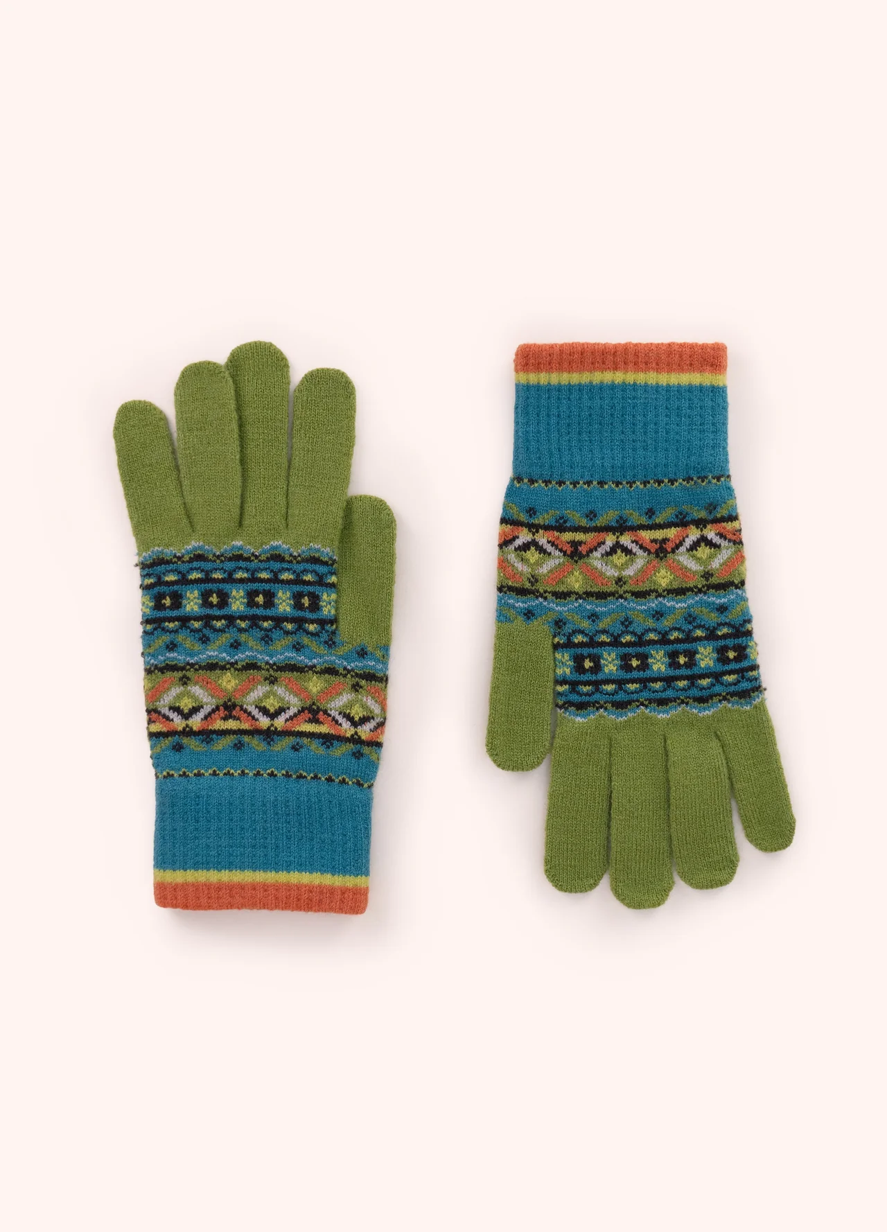 Powder Fair Isle Gloves - Teal Mix Powder Fair Isle Gloves - Teal Mix
