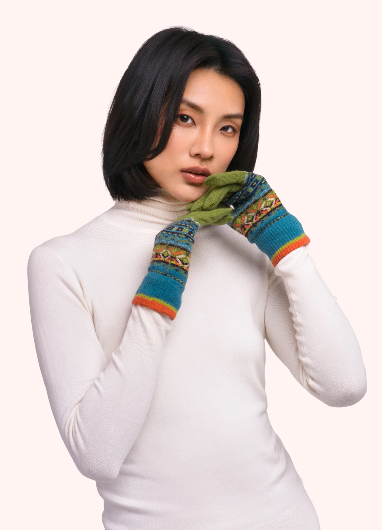 Powder Fair Isle Gloves - Teal Mix Powder Fair Isle Gloves - Teal Mix