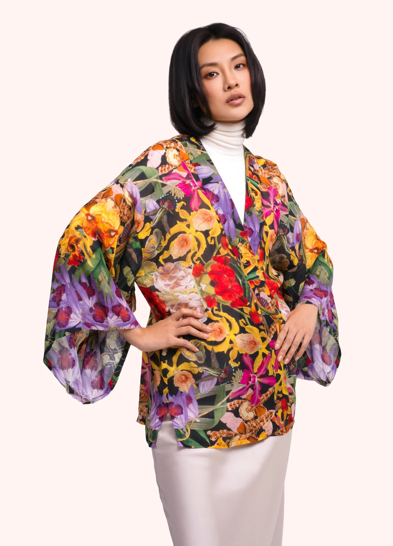 Powder Botanical Kaleidescope Short Kimono Jacket Powder Botanical Kaleidescope Short Kimono Jacket