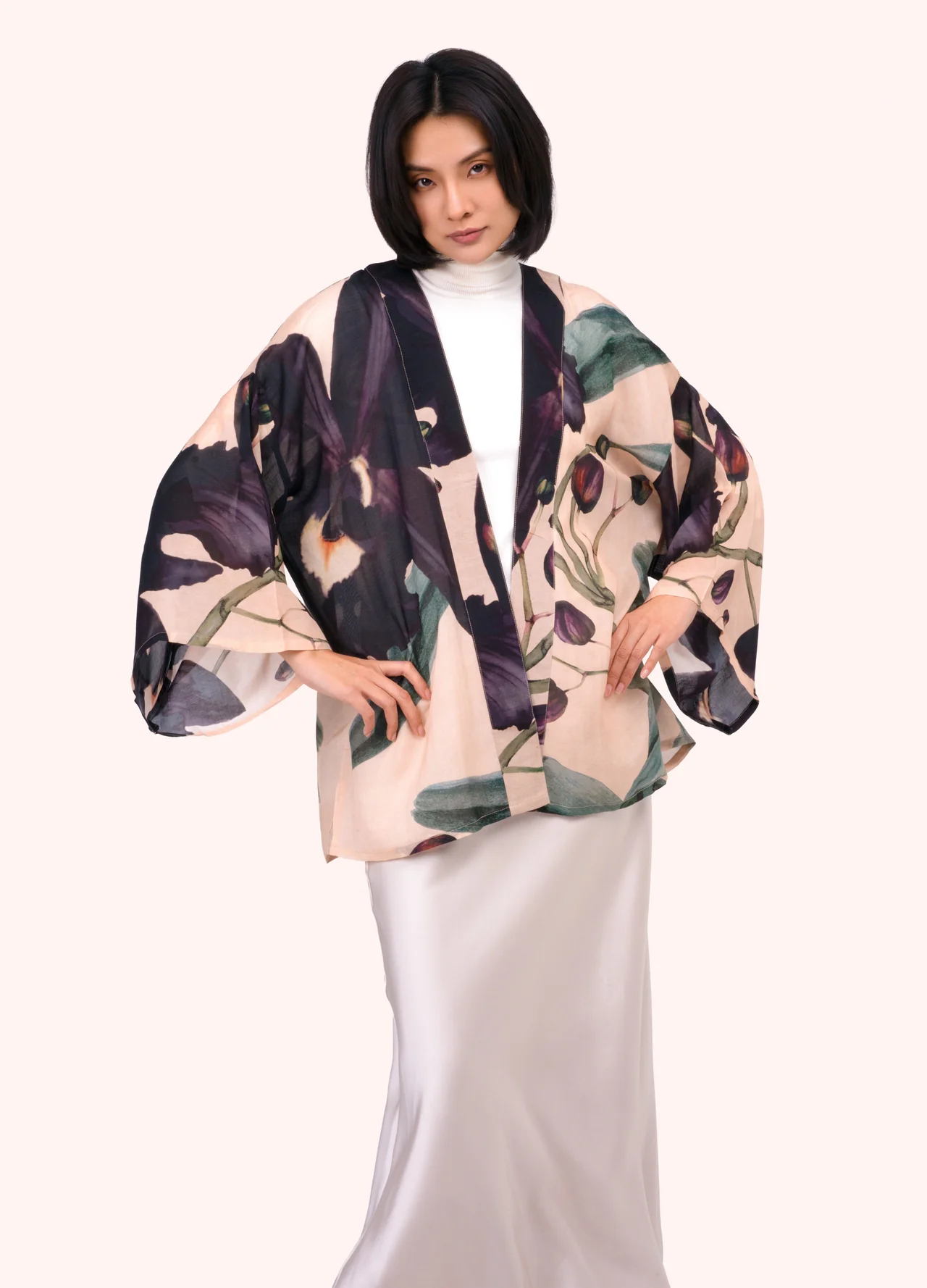 Powder Short Kimono Jacket - Midnight Orchid Powder Short Kimono Jacket - Midnight Orchid