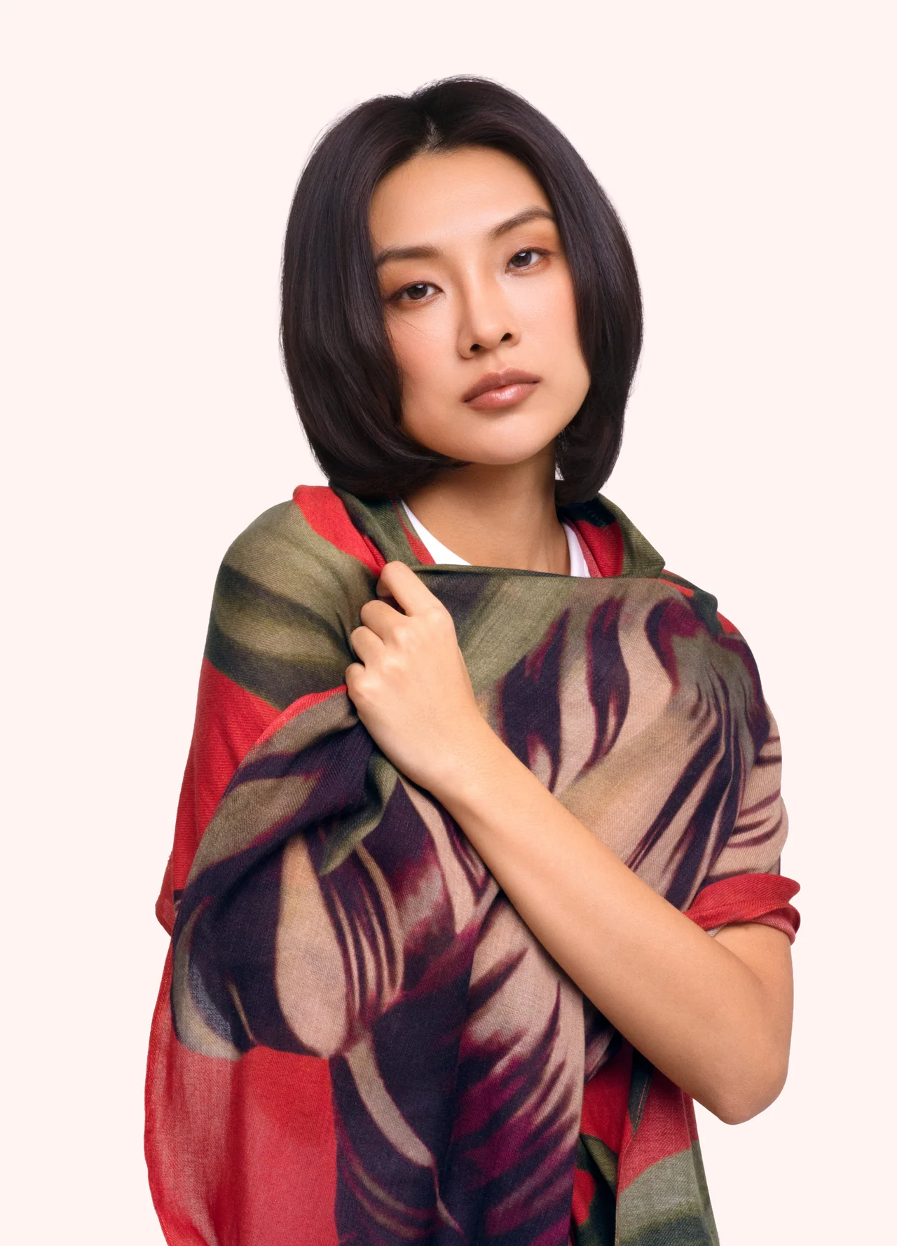 Powder Wool Mix Scarf - Tulip
