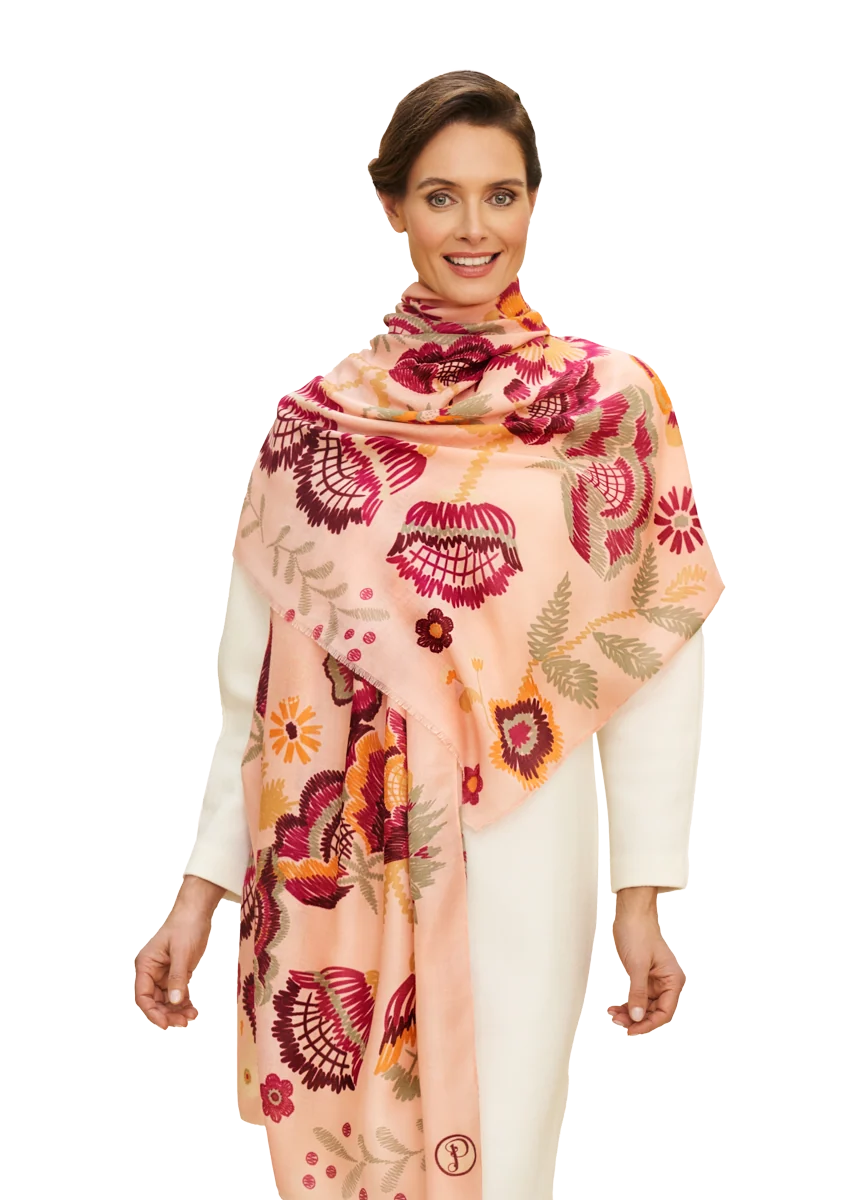 Powder Printed Floral Symmetry Scarf Powder Printed Floral Symmetry Scarf