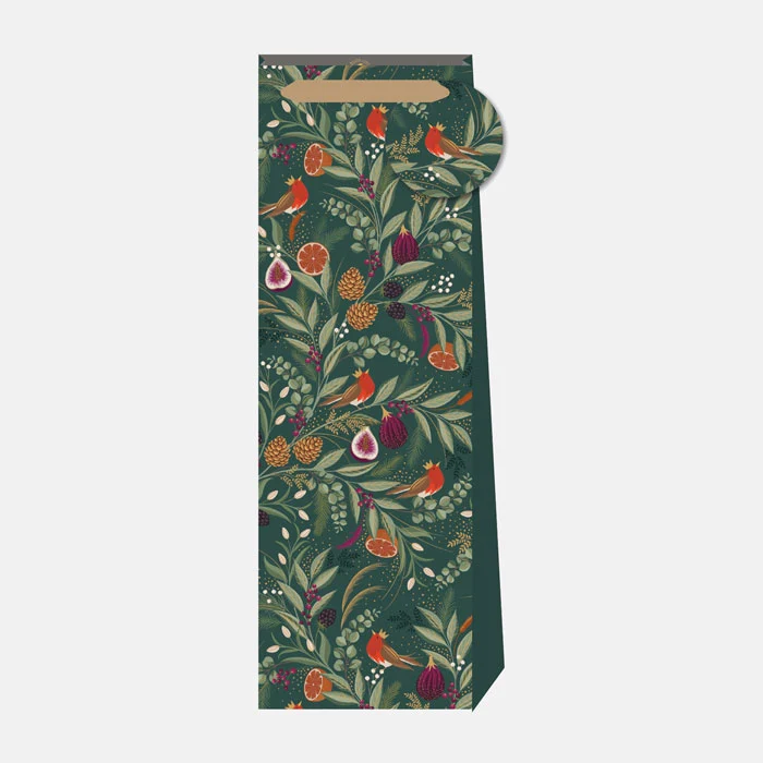 Sara Miller Fig & Ferns Pine Green Bottle Gift Bag Sara Miller Fig & Ferns Pine Green Bottle Gift Bag