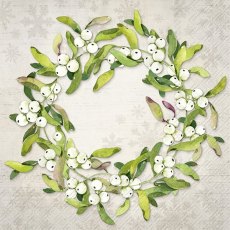 IHR Napkins Mistletoe Wreath Light Grey IHR Napkins Mistletoe Wreath Light Grey