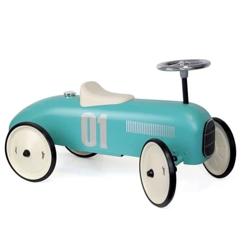 Vilac Vintage Ride On Racing Car - AQUA Vilac Vintage Ride On Racing Car - AQUA