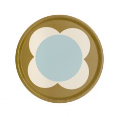 Tray Round Large Spot Flower Duck Egg/Dark Ochre