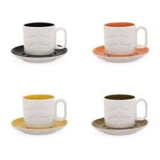 Espresso Cup & saucer Set of 4 Raised Stem