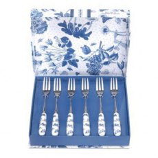 Botanic Blue Set Of 6 Pastry Forks