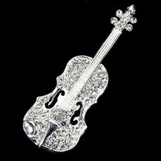 D/C Brooch Rhinestones Violin