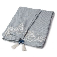 Lexington Country Linen Throw with Embroidery