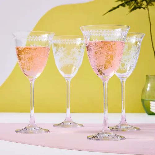 Botanic Garden Crystal Wine Glasses Set of 4 Botanic Garden Crystal Wine Glasses Set of 4
