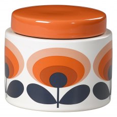 70's Flower Orange Small Storage Jar