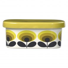 Butter Dish 70's Oval Flower Yellow