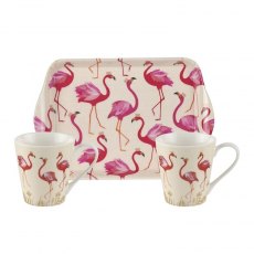 D/C   Sara Miller Flamingos Mug & Tray Set