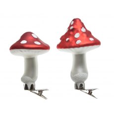 Set of 3 Glass Mushrooms on Clip