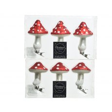 Set of 3 Glass Mushrooms on Clip