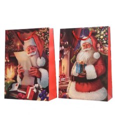 Paper Gift Bag Classic Santa 2ass