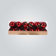 S/4 Shiny Red/Glitter Santa Belt Baubles