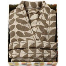 Orla Kiely Stem Jacquard Bathrobe Cream/Nutmeg - S