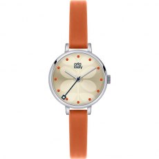 Orla Kiely Ivy Orange Leather Strap Watch