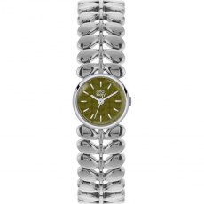 Orla Kiely Laurel Matte Olive Silver Tone Steel Watch