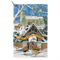 Year In The Country Winter Scene Tea Towel