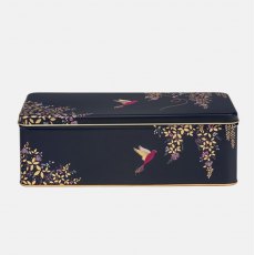 Sara Miller Navy Hummingbird Long Deep Rectangular Tin