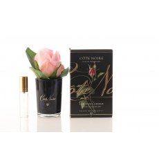 Cote Noire Perfumed Natural Touch Cherry Blossom Pink Rose Buds in Black Glass