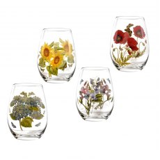 Botanic Garden Stemless Wine Glasses Set Of 4