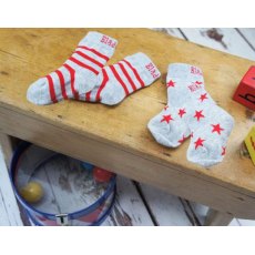 Marl Grey & Red Socks 2pk 6-12m