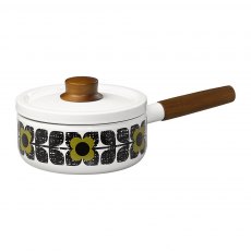 Orla Kiely Enamel Saucepan Scribble Square Flower Seagrass