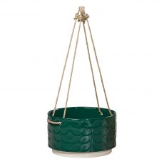 Orla Kiely Large Ceramic Hanging Pot 60's Stem Evergreen
