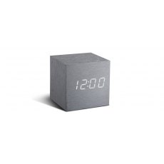 Cube Aluminium Click Clock White LED