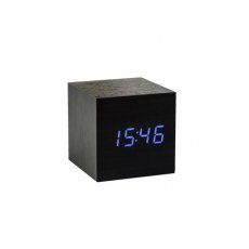 Cube Black Click Clock Blue LED