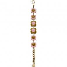 Orla Kiely Gold Plated Pink/Green Enamel Flower Bracelet