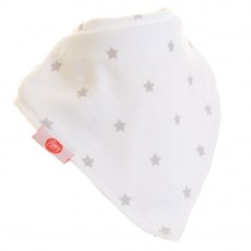 Ziggle Baby Bandana Dribble Bib White W Grey Stars