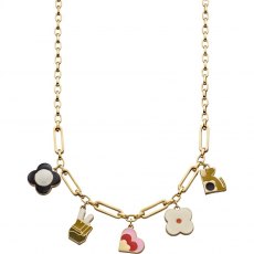 Orla Kiely Gold Plated Multi Charm Necklace