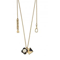 Orla Kiely Gold Black/Green Enamel Flower 'K' Necklace