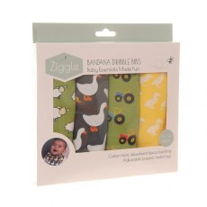 Ziggle Baby Bandana Dribble Bib 4 Pack - Farm