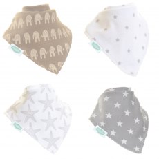 Bandana Dribble Bib 4 Pack Grey White