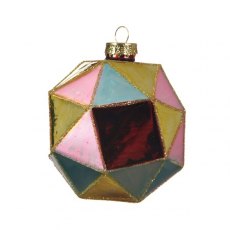 Christmas Glass Bauble Diamond Cut Multi