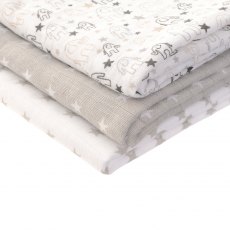 Ziggle Grey White Muslins Pack of 3