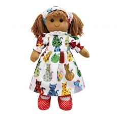 Powell Craft Rag Doll with Cat Print Dress