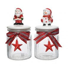 Christmas Glass Cookie Jar