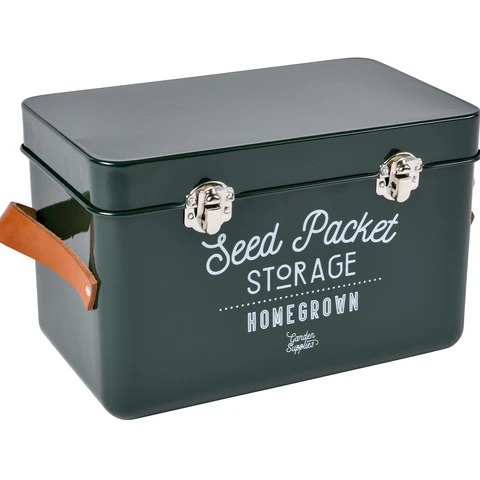 Leather Handled Seed Storage Tin