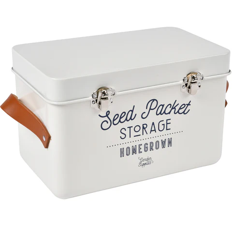 Leather Handled Seed Storage Tin