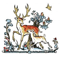 Stag & Fawn In Snow Cards Pk/8