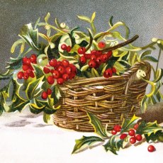 Basket Of Holly Cards Pk/8