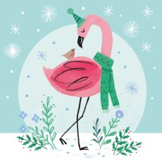 Winter Flamingos Cards Pk/8