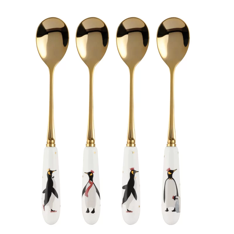 Sara Miller Penguin Christmas Tea Spoons Set Of 4